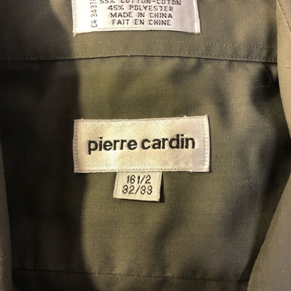 Pierre Cardin long sleeve button down shirt 16 1/2 32/33 Olive green - Picture 3 of 5